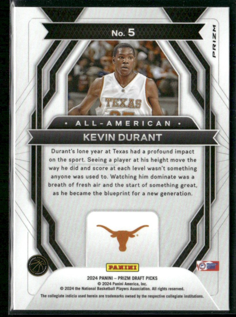 Kevin Durant 2024 Panini Prizm Draft Picks All-American Silver #5 Phoenix Suns