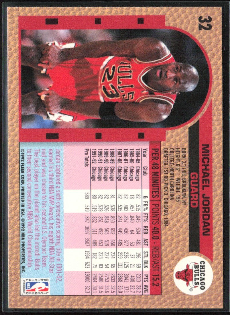 Michael Jordan 1992 Fleer #32 Chicago Bulls