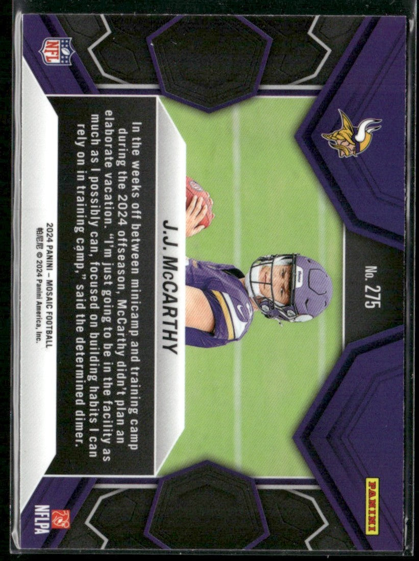 J.J. McCarthy 2024 Panini Mosaic NFL Debut RC #275 Minnesota Vikings
