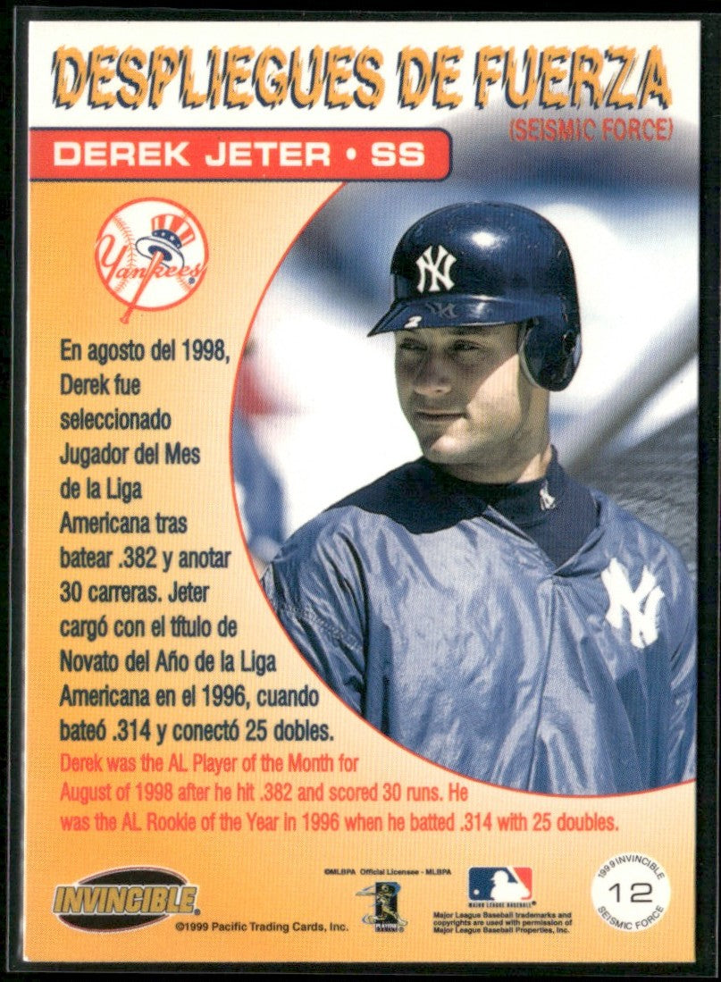 Derek Jeter 1999 Pacific Invincible Seismic Force #12 New York Yankees