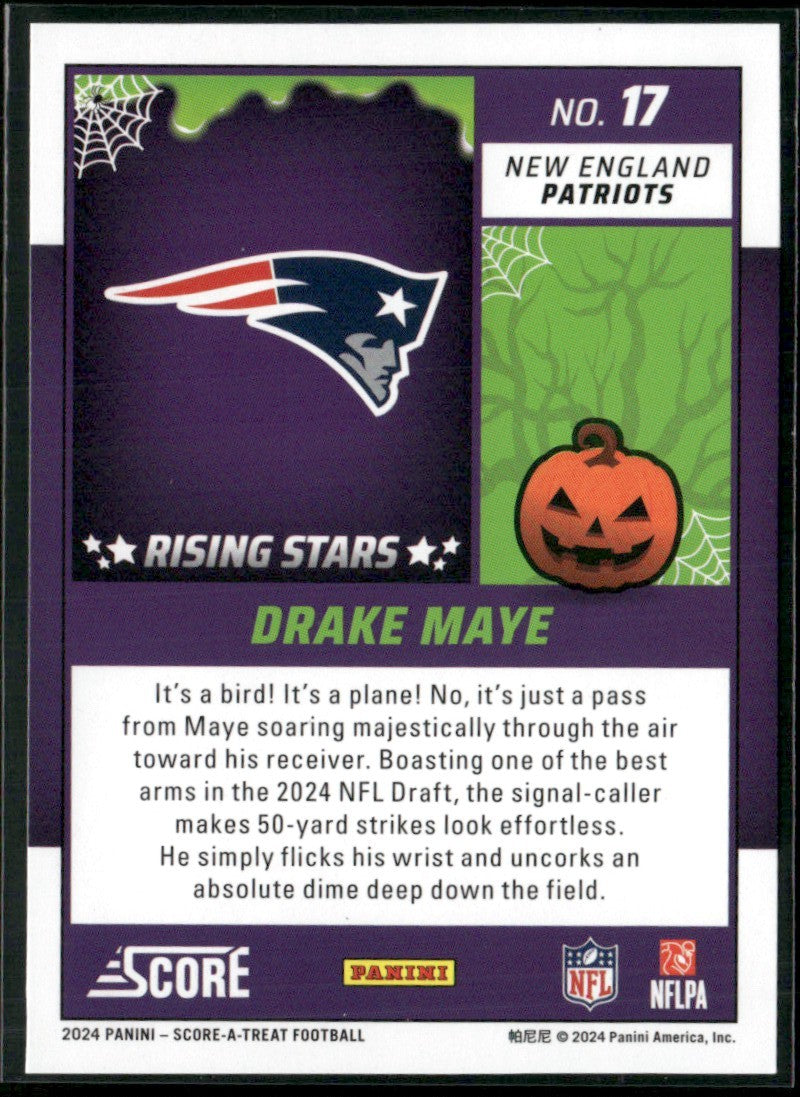Drake Maye 2024 Score-A-Treat Rising Orange Pumpkin RC #17 New England Patriots
