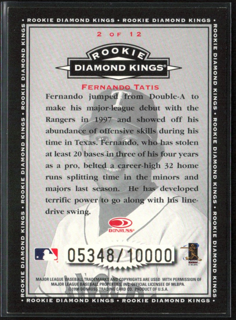 Fernando Tatis 1998 Donruss Rookie Diamond Kings /10000 #2 Texas Rangers