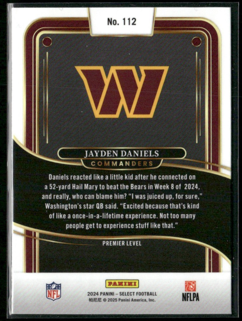 Jayden Daniels 2024 Panini Select Premier RC #112 Washington Commanders
