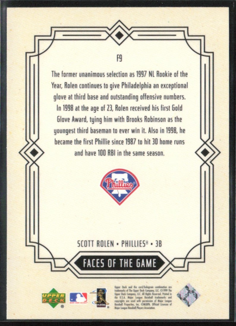 Scott Rolen 1999 Upper Deck Faces of the Game #F9 Philadelphia Phillies