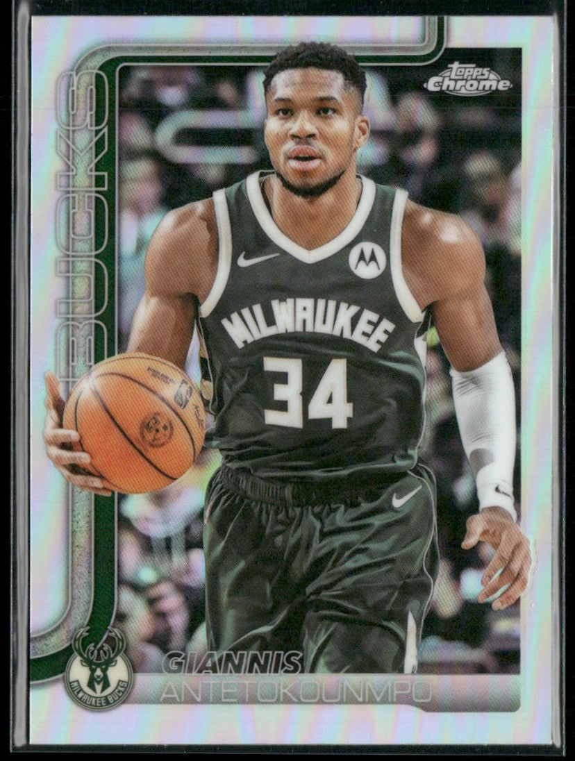 Giannis Antetokounmpo 2025 Topps Chrome Refractor #137 Milwaukee Bucks