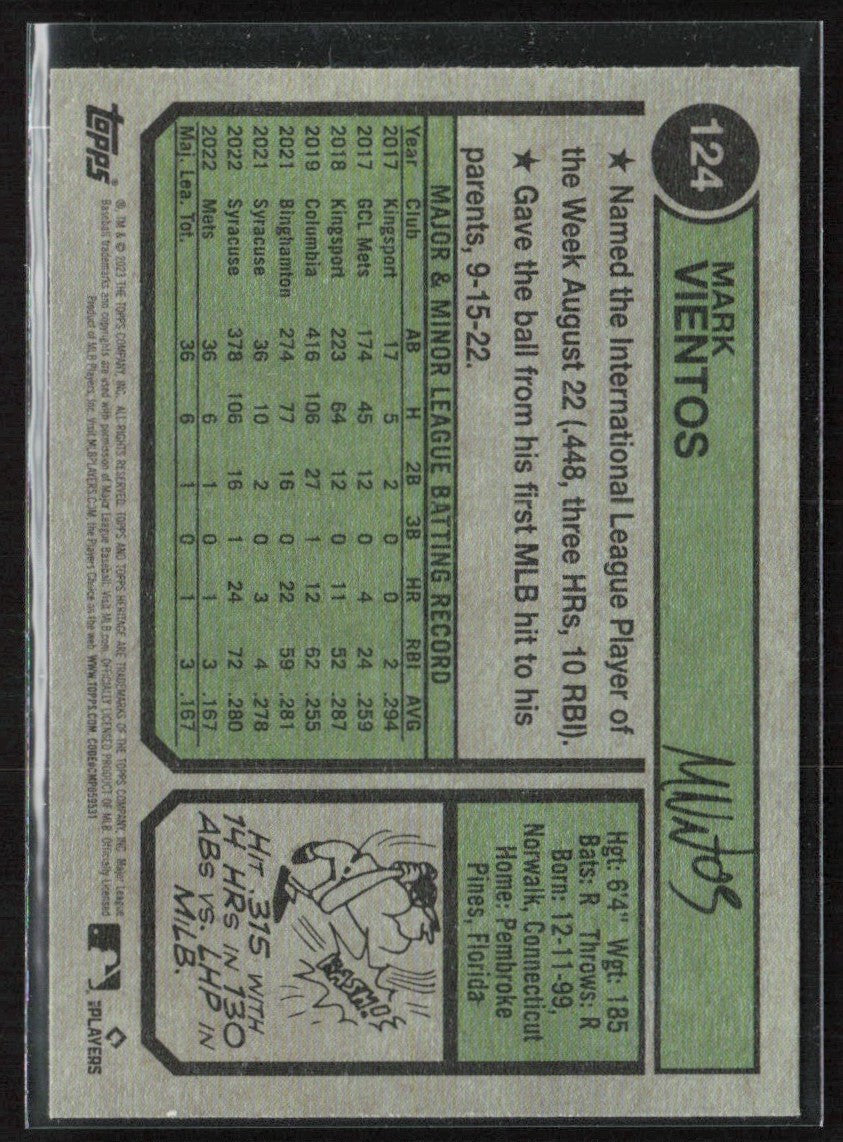 Mark Vientos 2023 Topps Heritage RC #124 New York Mets