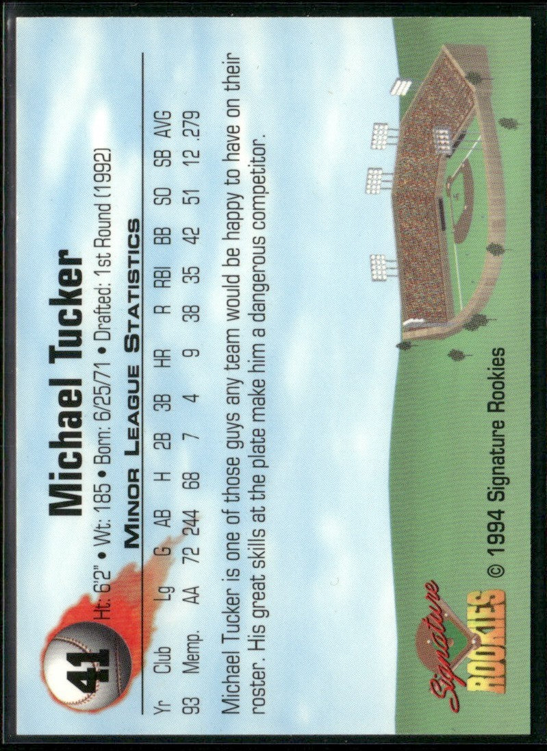 Michael Tucker 1994 Signature Rookies AUTO /8650 #41 Memphis Chickssd
