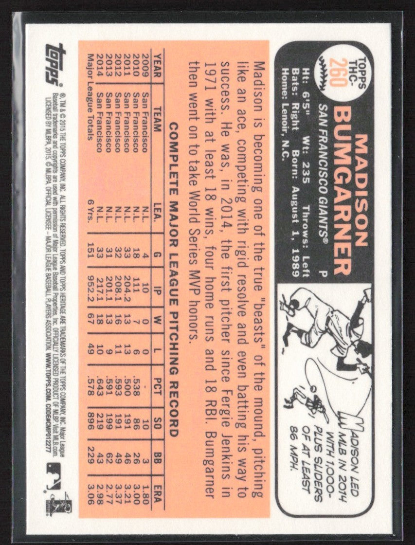 Madison Bumgarner 2015 Topps Heritage Retail Foil #THC-260 San Francisco Giants