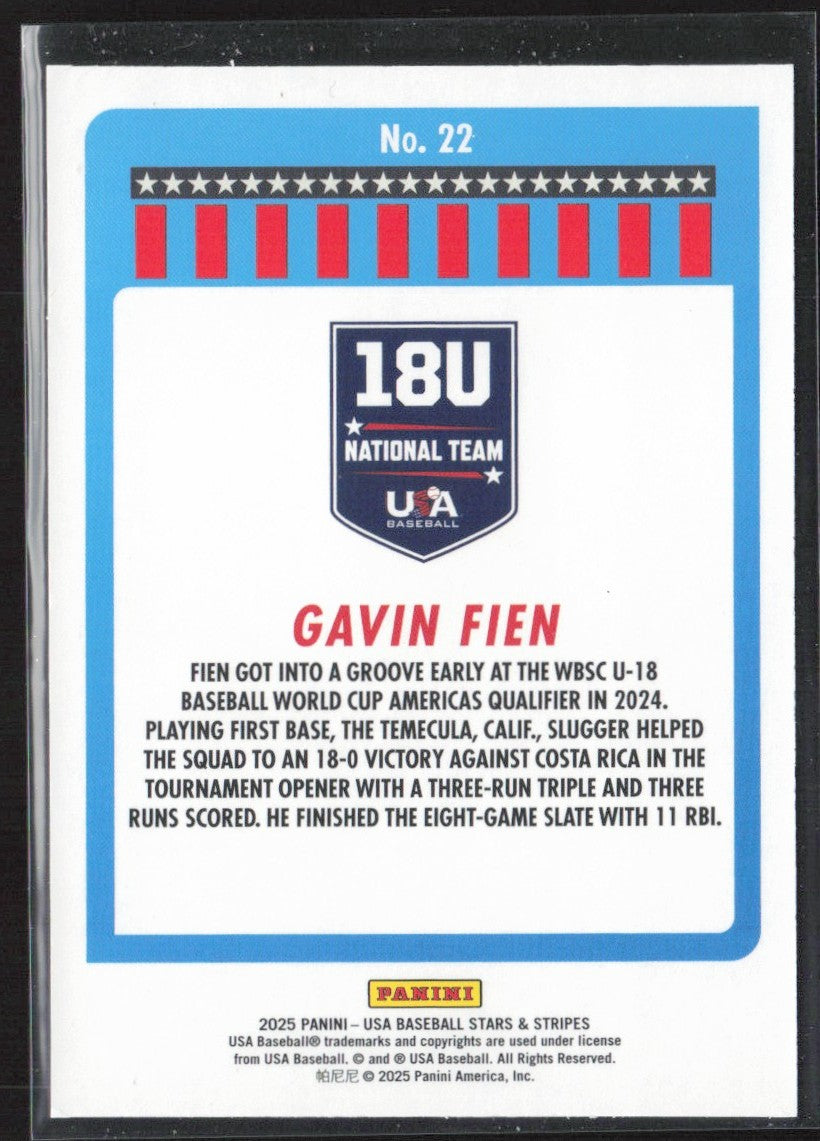 Gavin Fien 2025 Panini Stars & Stripes Opening Day #22 USA