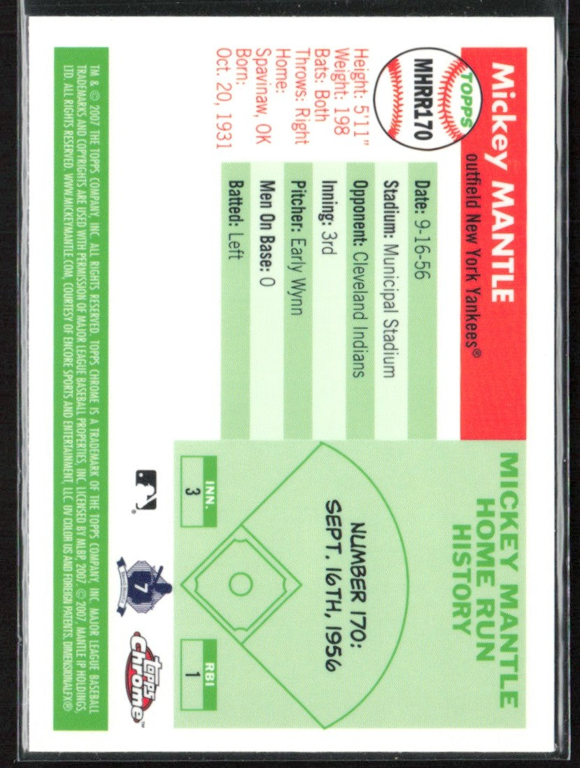 Mickey Mantle 2007 Topps Chrome #MHRR170 New York Yankees
