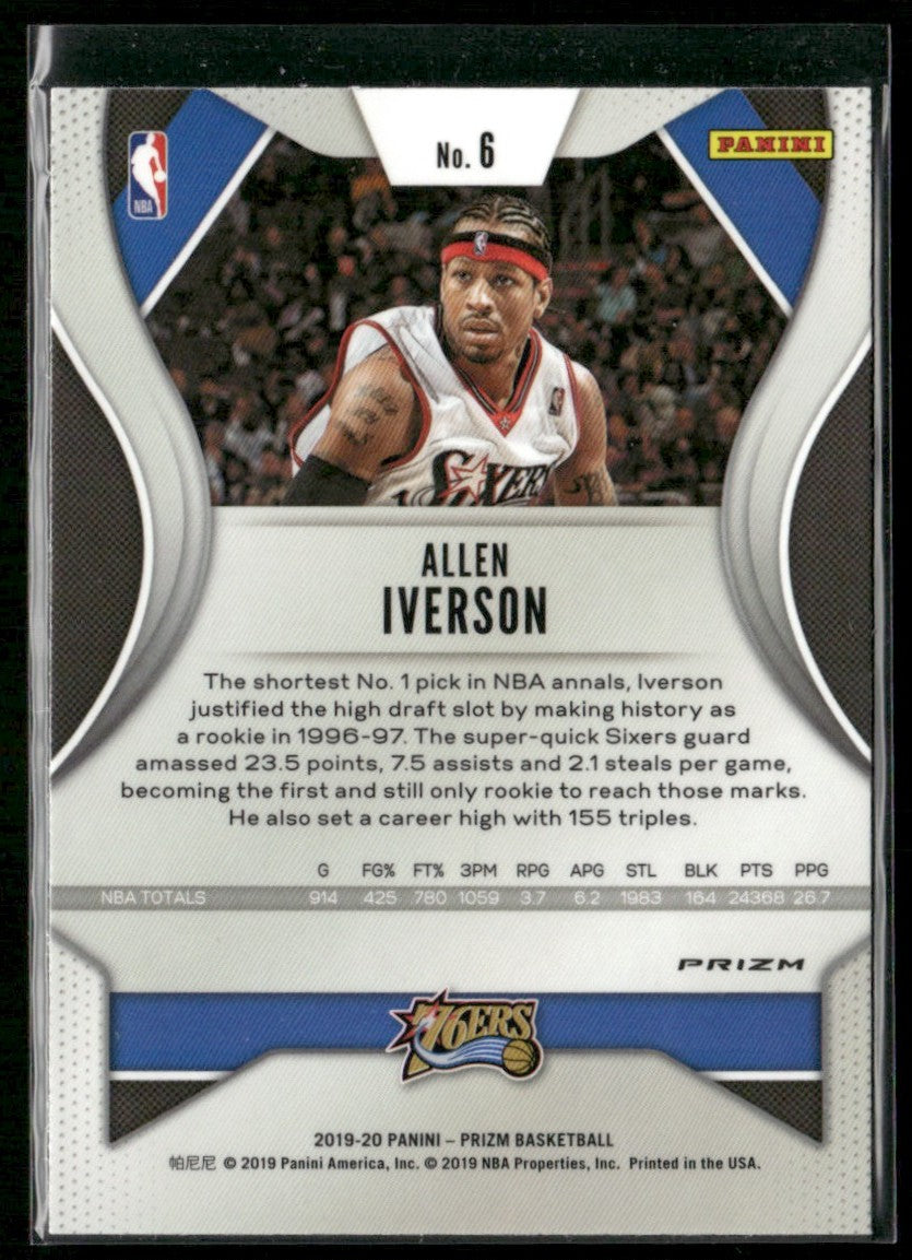 Allen Iverson 2019 Panini Prizm Green #6 Philadelphia 76ers