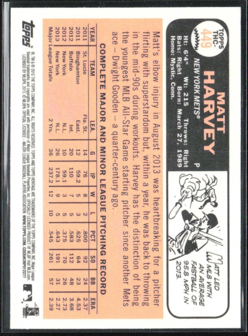 Matt Harvey 2015 Topps Heritage Chrome Foil #THC-449 New York Mets