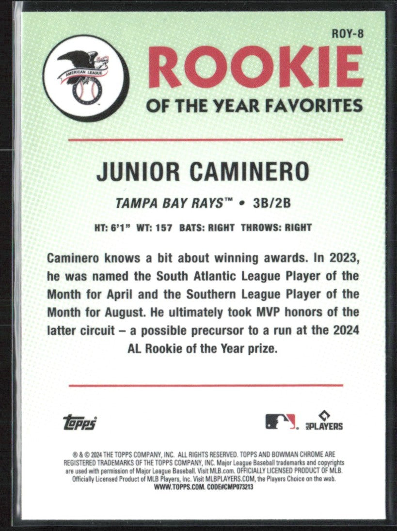Junior Caminero 2024 Bowman Rookie of the Year Favorites RC #ROY-8