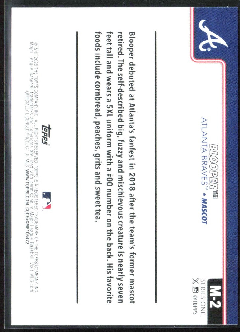 Blooper 2025 Topps Mascots #M-2 Atlanta Braves