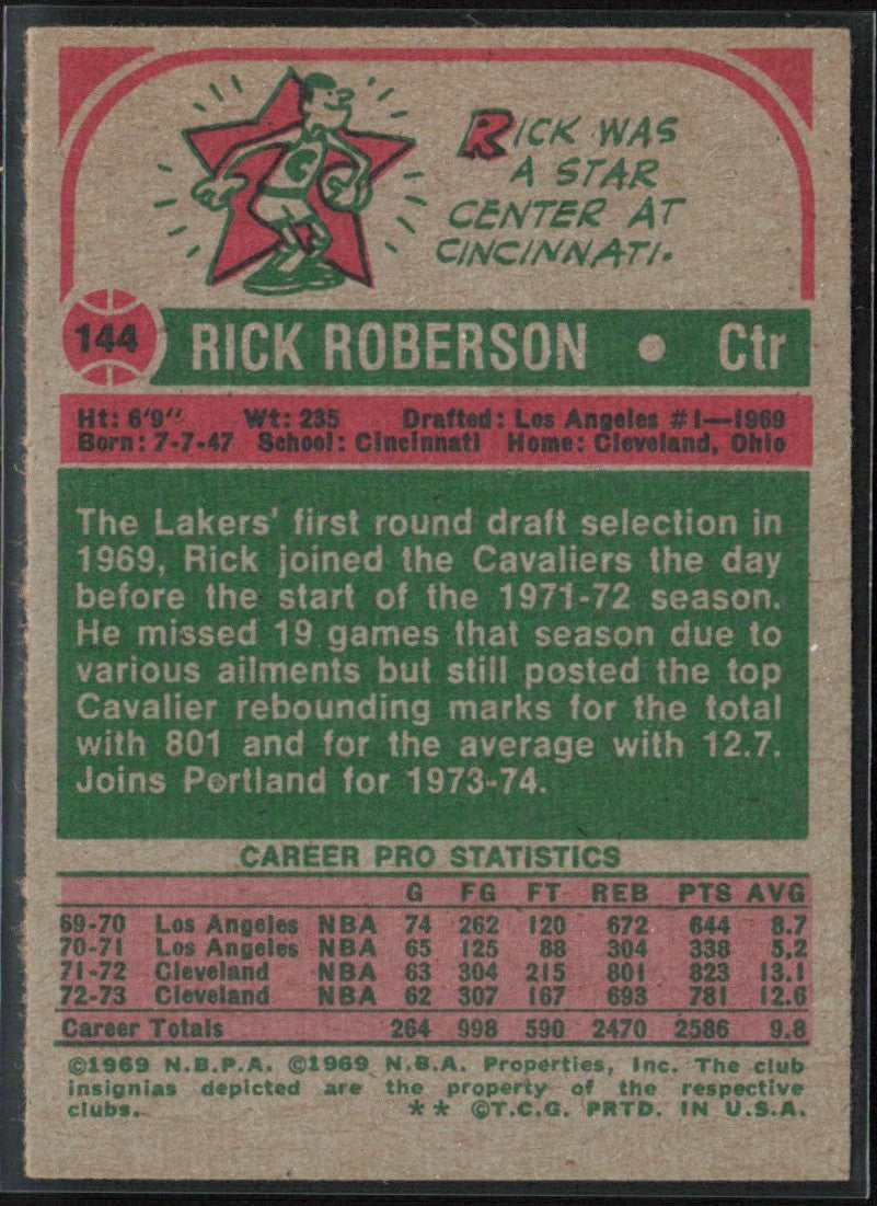 Rick Roberson 1973 Topps #144 Portland Trail Blazers