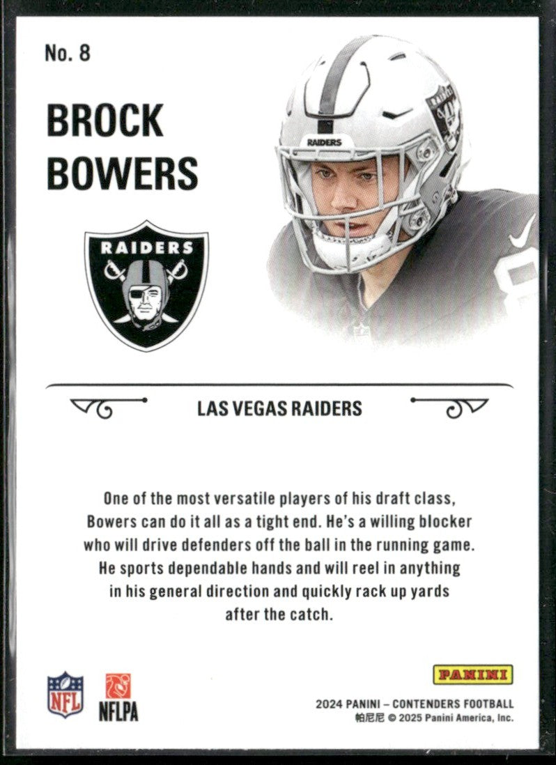 Brock Bowers 2025 Panini Contenders Rookie Stallions Bronze RC #8