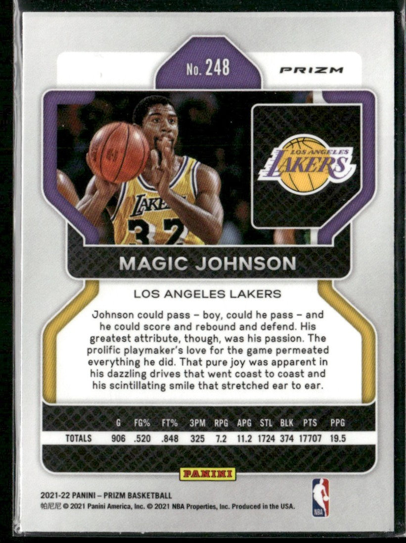 Magic Johnson 2021 Panini Prizm Red White Blue #248 Los Angeles Lakers
