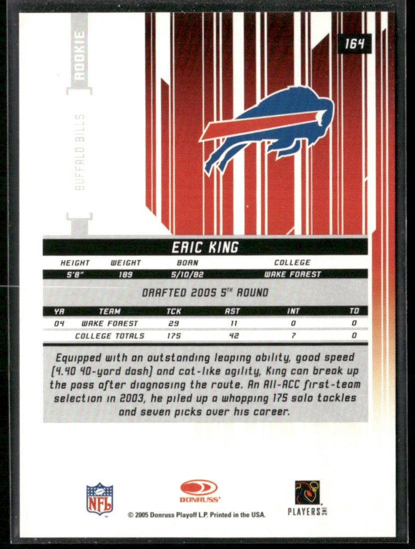 Eric King 2005 Leaf Rookies & Stars Longevity RC /999 #164 Buffalo Bills