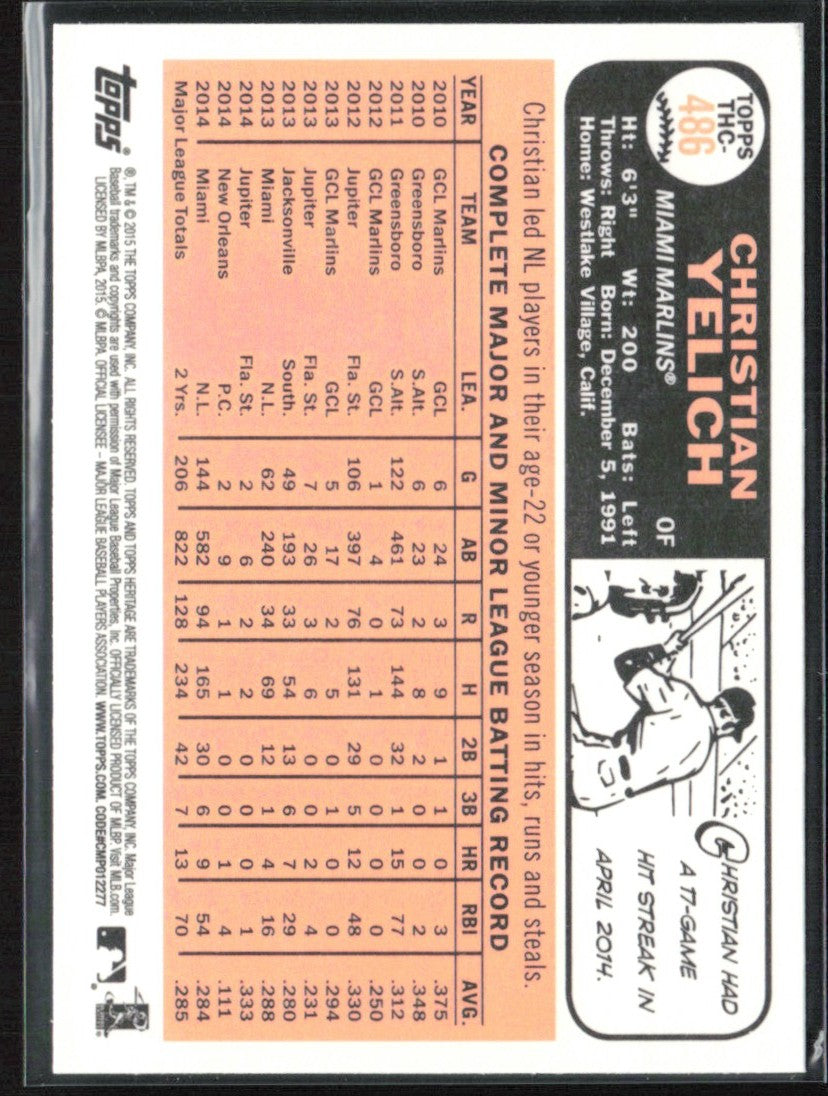 Christian Yelich 2015 Topps Heritage Chrome Foil RC #THC-486 Miami Marlins