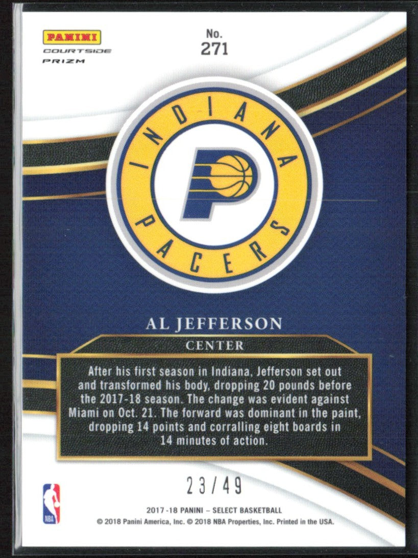 Al Jefferson 2017 Panini Select Courtside Copper /49 #271 Indiana Pacers