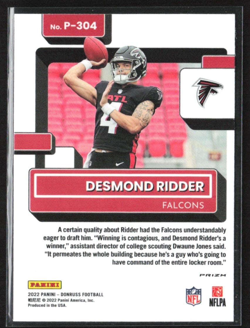 Desmond Ridder 2022 Donruss Optic Red & Green Preview RC #P-304 Atlanta Falcons