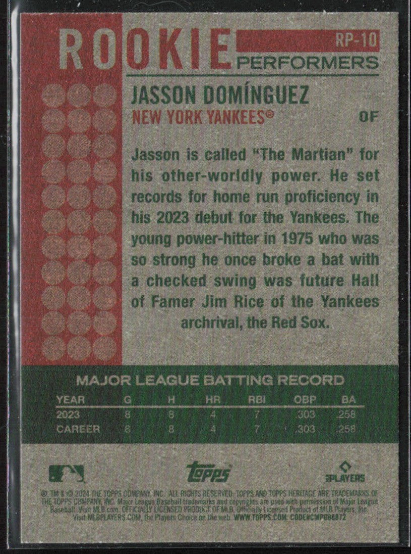 Jasson Dominguez 2024 Topps Heritage Rookie Performers RC #RP-10