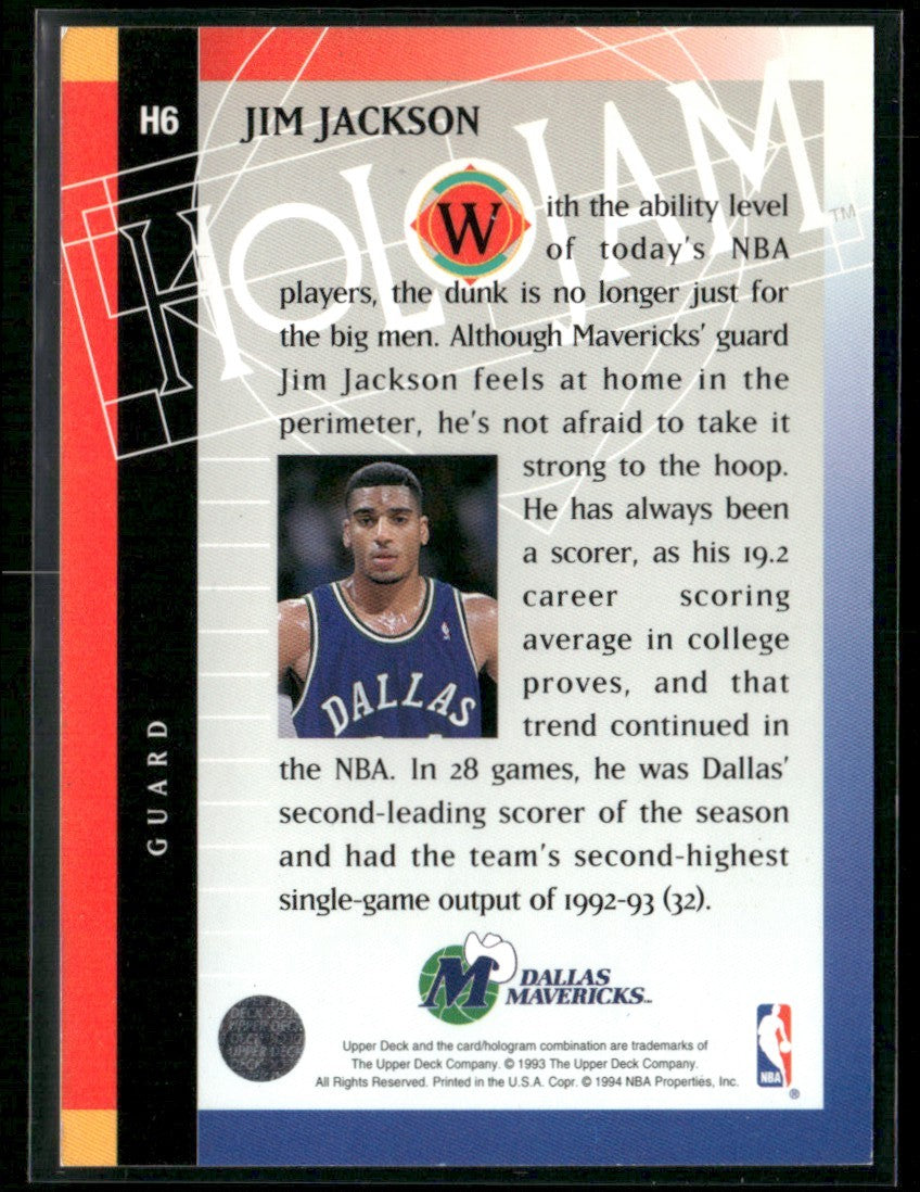 Jim Jackson 1993 Upper Deck Holojam #H6 Dallas Mavericks