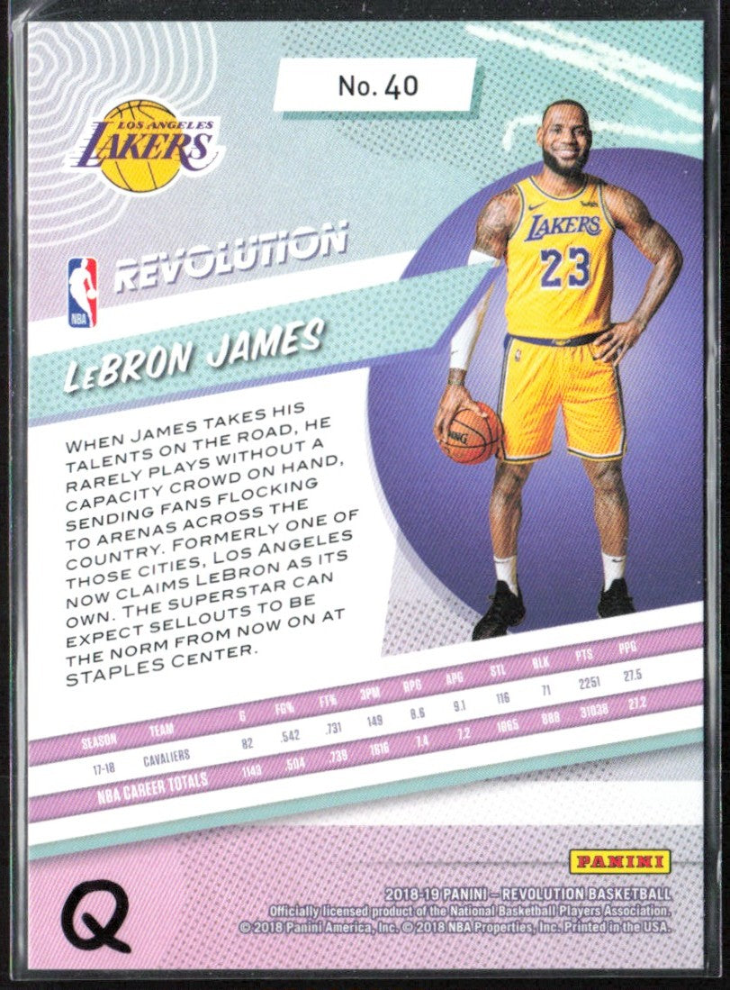 LeBron James 2018 Panini Revolution #40 Los Angeles Lakers