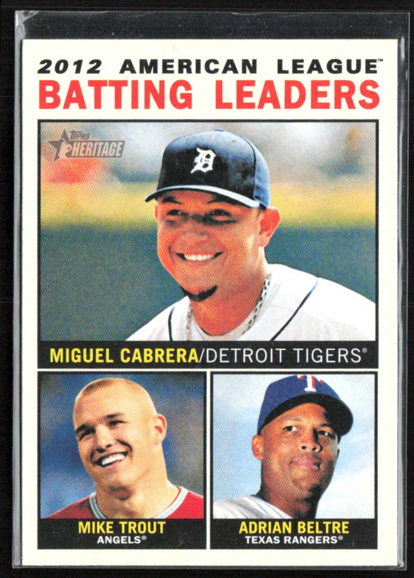 Miguel Cabrera Mike Trout Adrian Beltre 2013 Topps Heritage #8 Detroit Tigers