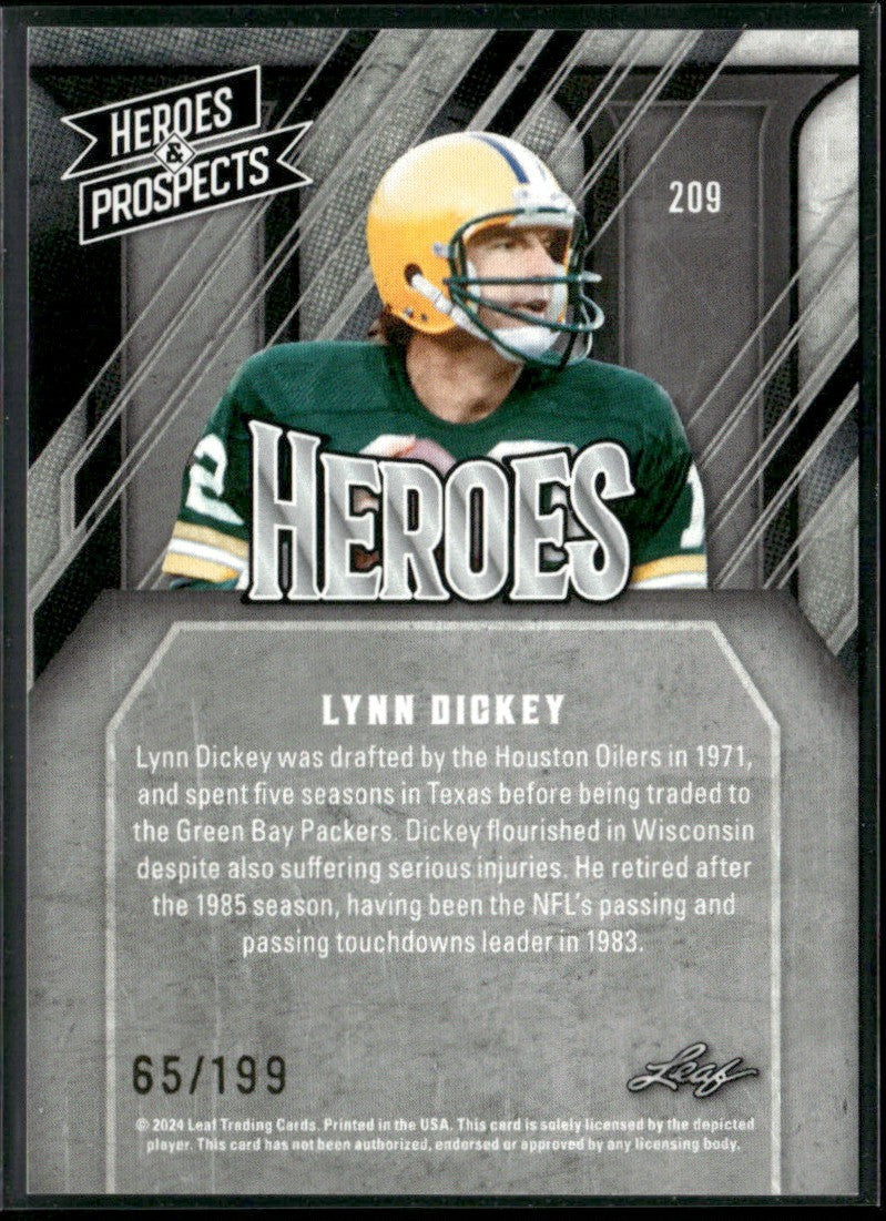 Lynn Dickey 2024 Leaf Heroes & Prospects /199 #209 Green Bay Packers