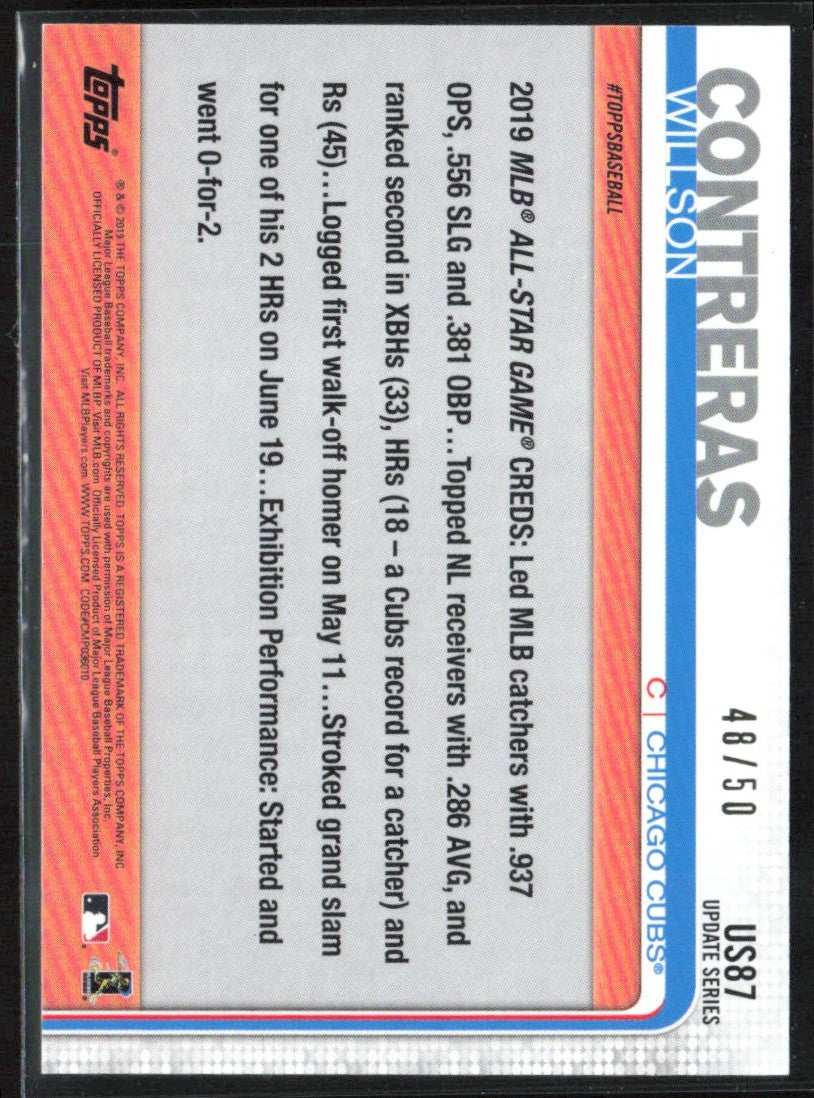 Willson Contreras 2019 Topps Update Father's Day Blue /50 #US87 Chicago Cubs