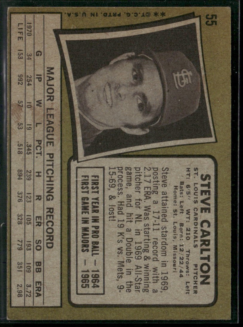 Steve Carlton 1971 Topps #55 St. Louis Cardinals