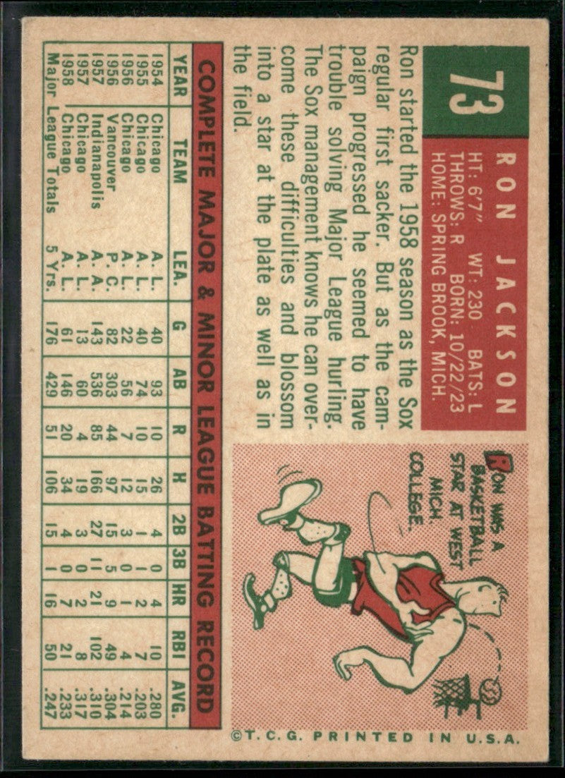 Ron Jackson 1959 Topps #73 Chicago White Sox