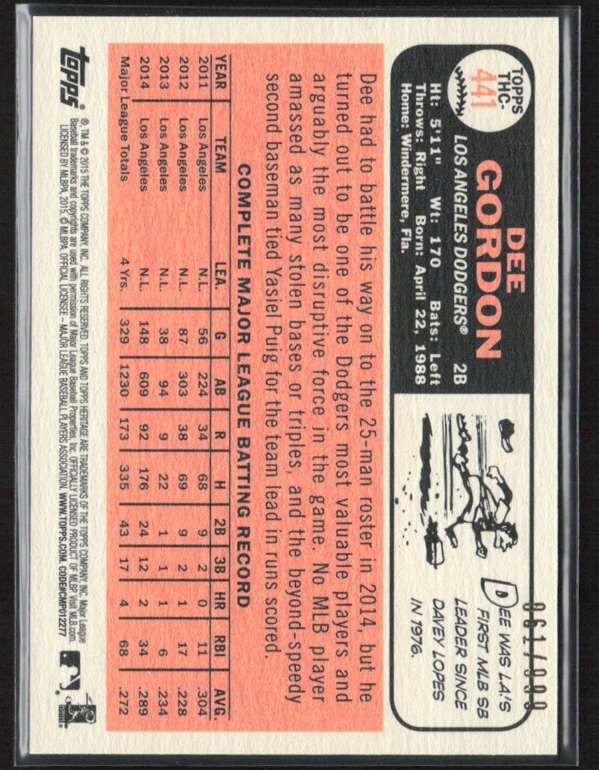 Dee Gordon 2015 Topps Heritage Chrome /999 #THC-441 Los Angeles Dodgers