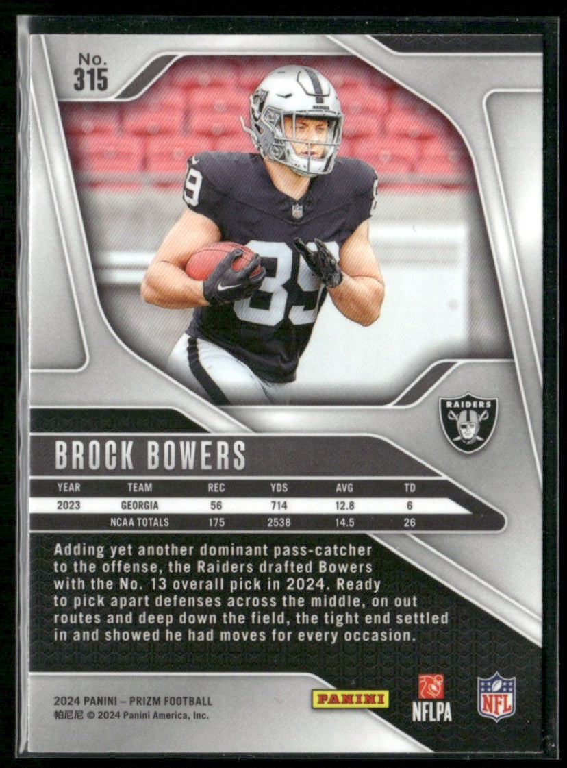 Brock Bowers 2024 Panini Prizm RC #315 Las Vegas Raiders