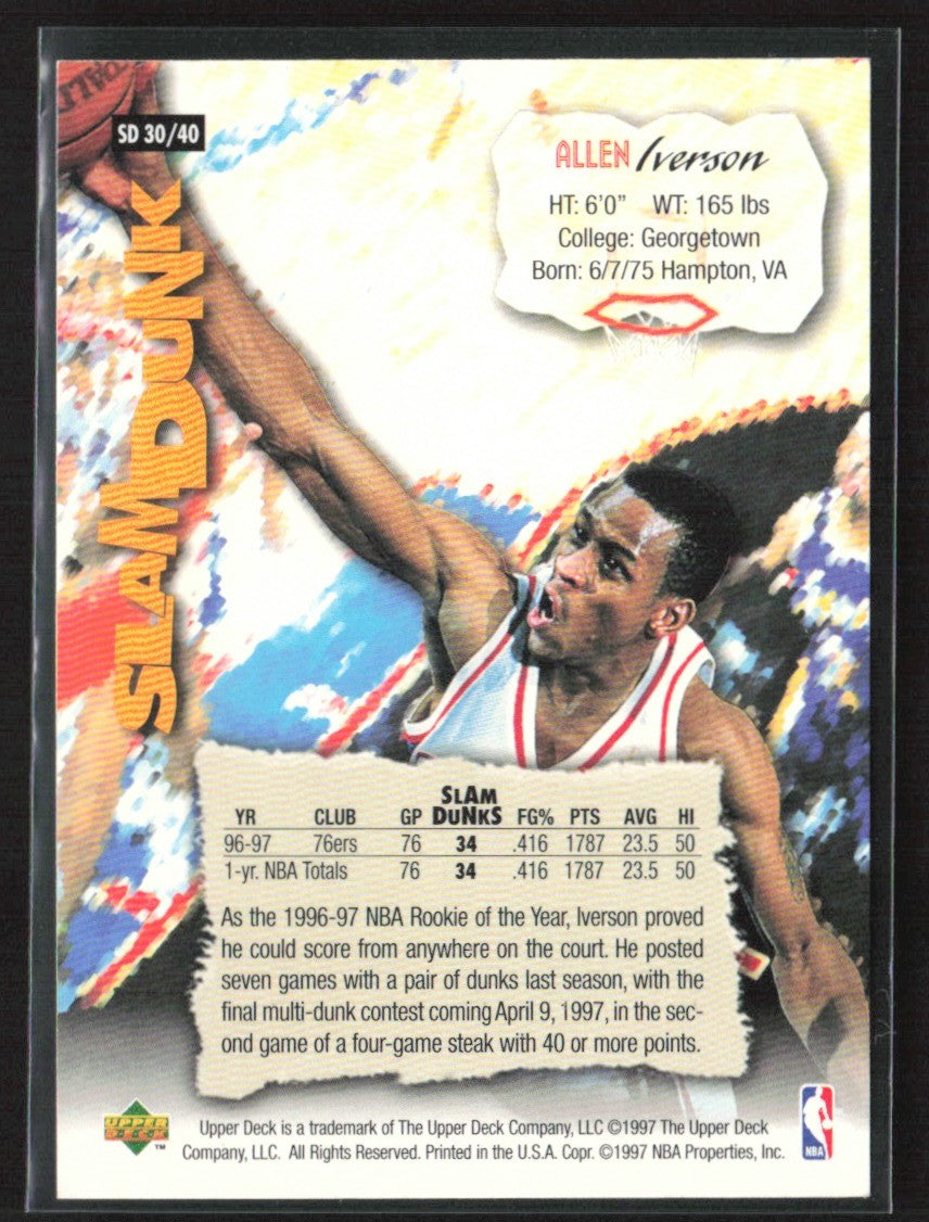 Allen Iverson 1997 Upper Deck Nestle Slam Dunk #SD30 Philadelphia 76ers