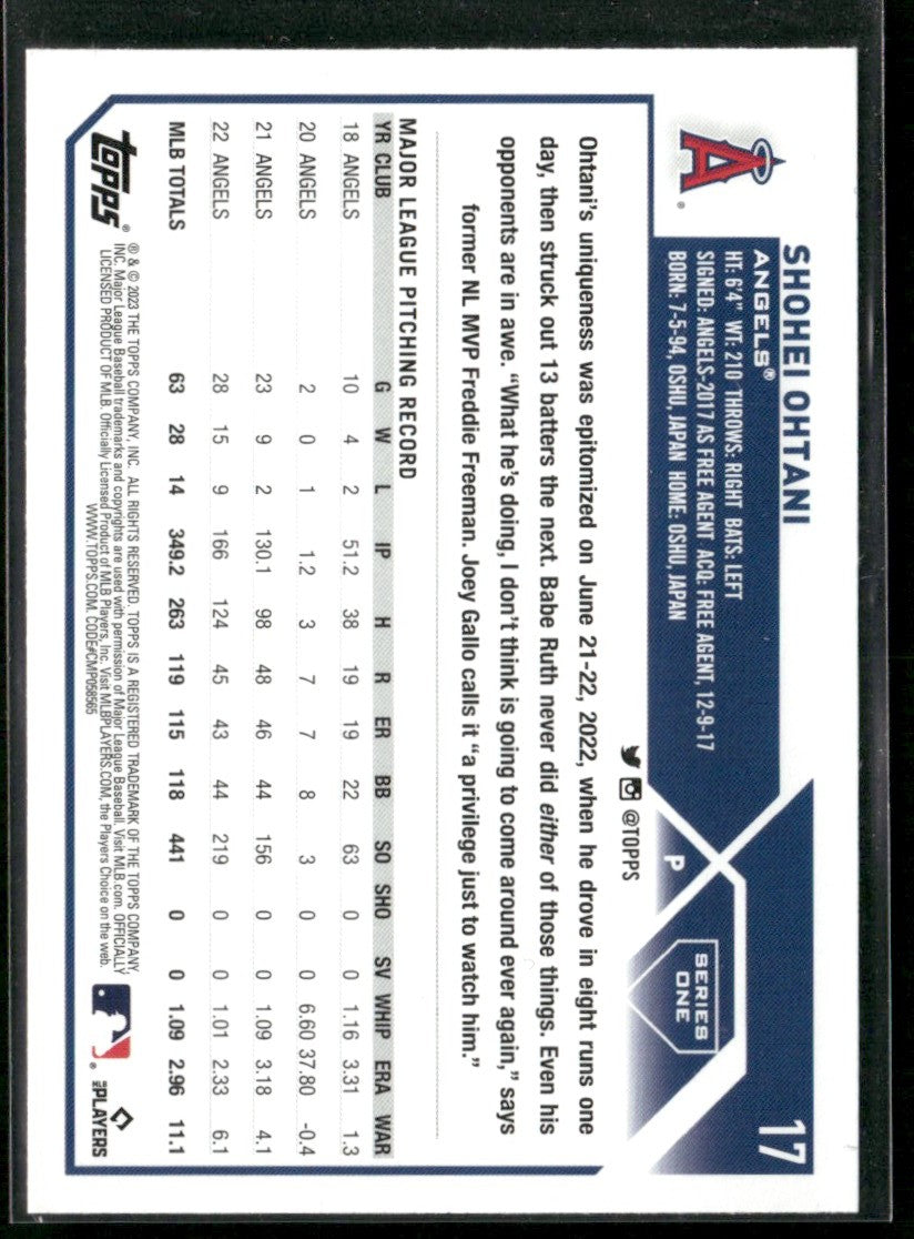 Shohei Ohtani 2023 Topps #17 Los Angeles Angels