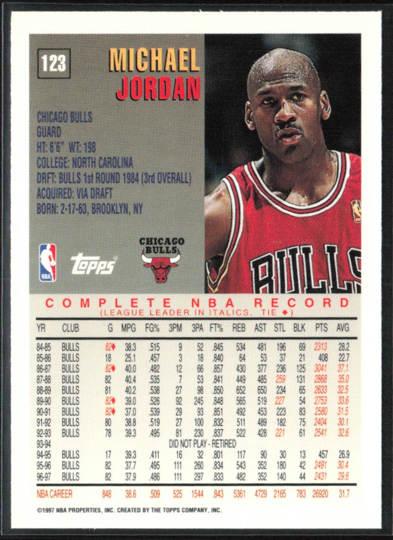Michael Jordan 1997 Topps #123 Chicago Bulls