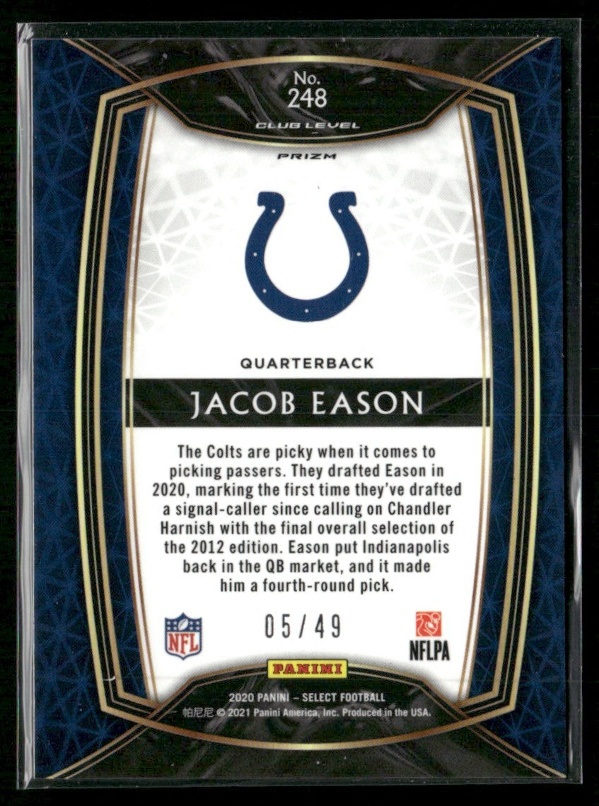 Jacob Eason 2020 Panini Select Club Red Mojo Prizm RC /49 #248