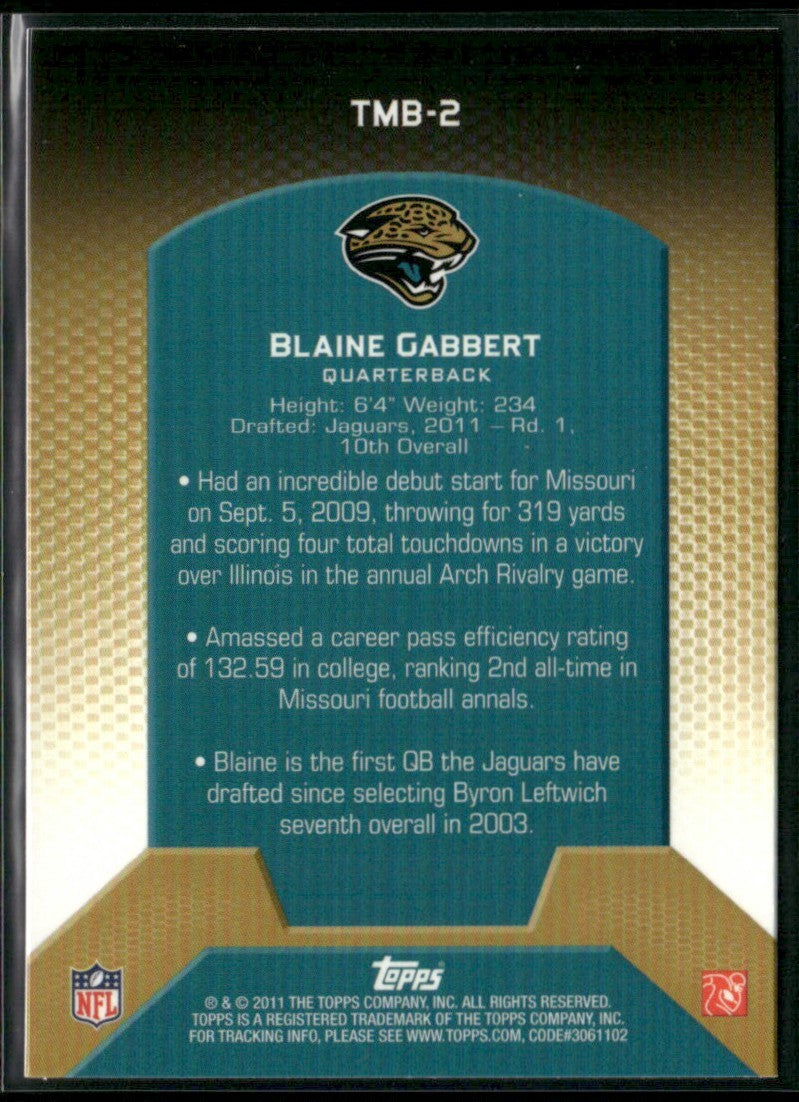 Blaine Gabbert 2011 Topps RC #TMB-2