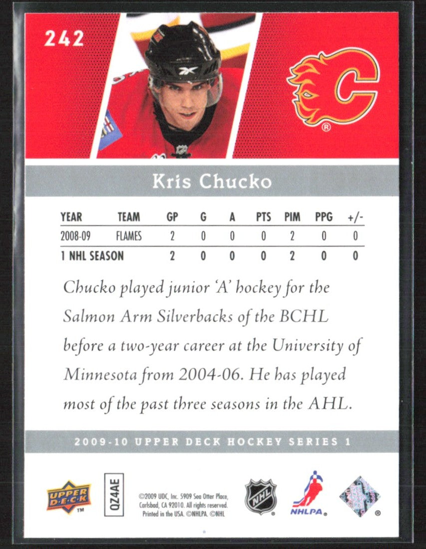 Kris Chucko 2009 Upper Deck Young Guns RC #242 Calgary Flames