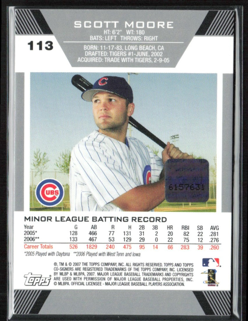 Scott Moore 2007 Topps Co-Signers RC AUTO #113 Chicago Cubs