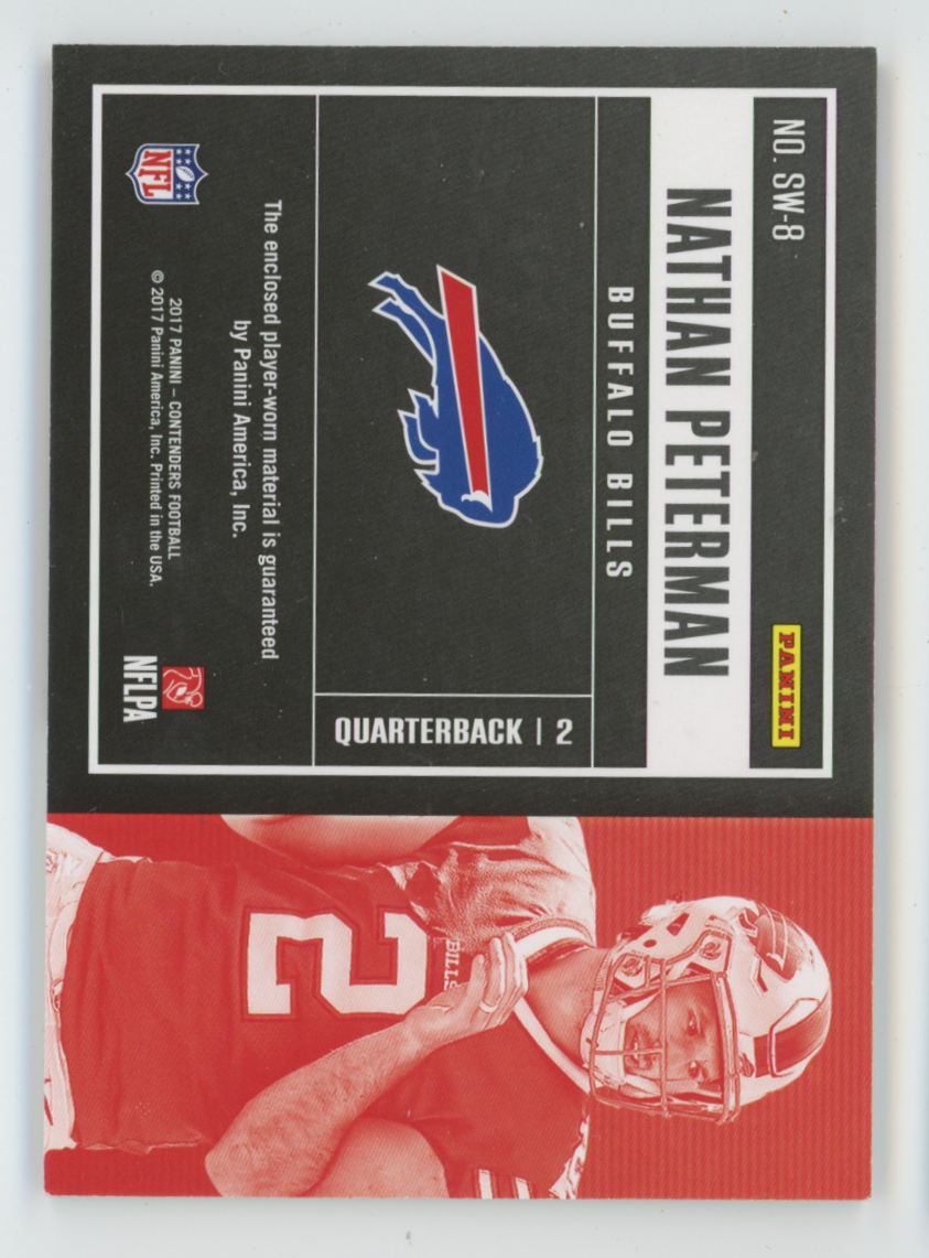 Nathan Peterman 2017 Panini Contenders Rookie Ticket Swatches RC Jersey #SW-8