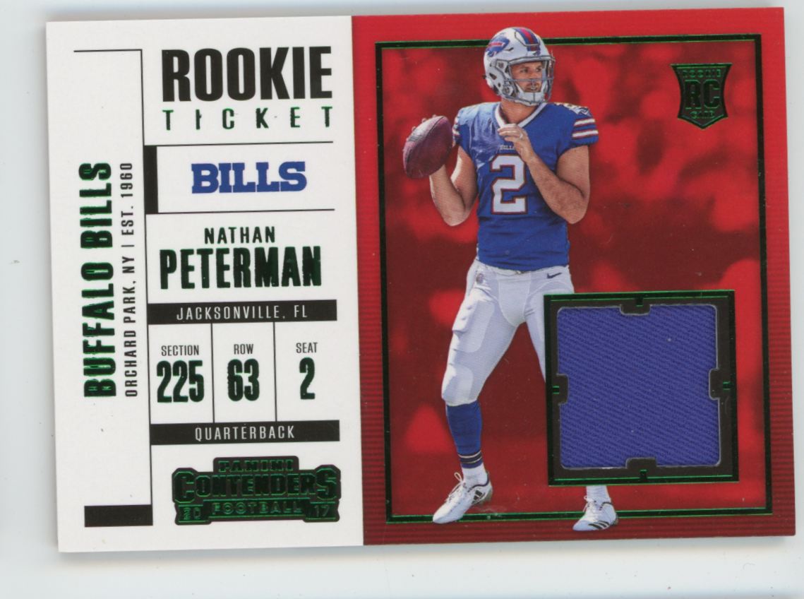 Nathan Peterman 2017 Panini Contenders Rookie Ticket Swatches RC Jersey #SW-8