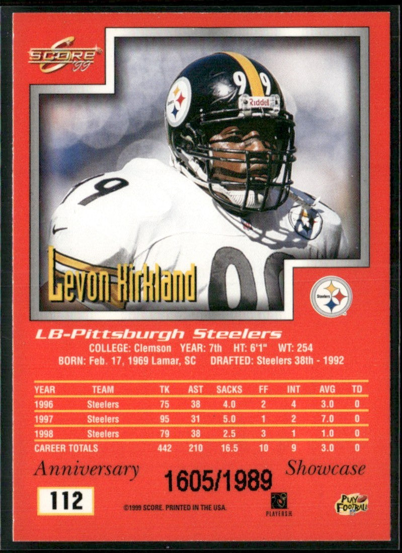 Levon Kirkland 1999 Score Anniversary Showcase /1989 #112 Pittsburgh Steelers