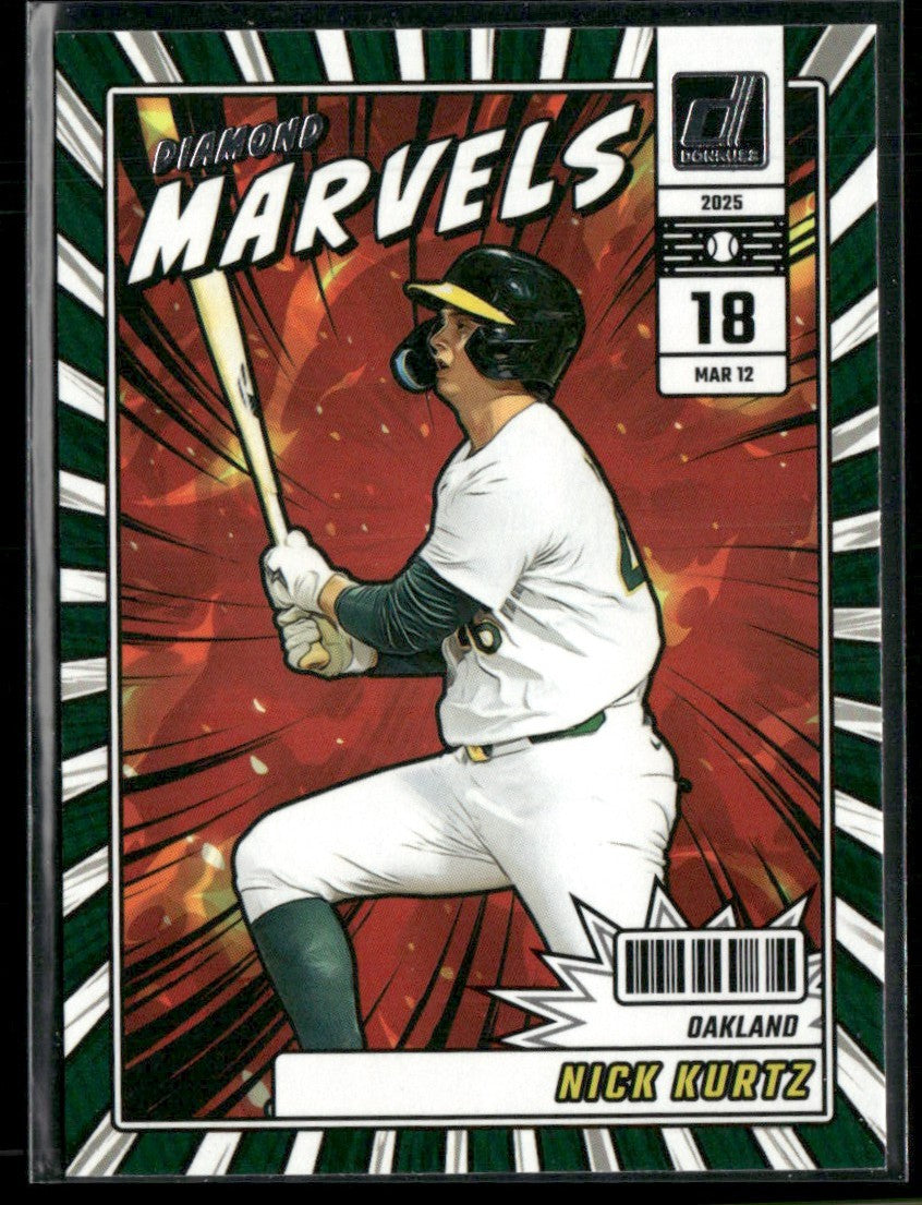 Nick Kurtz 2025 Donruss Diamond Marvels Green Laser #2 Oakland Athletics