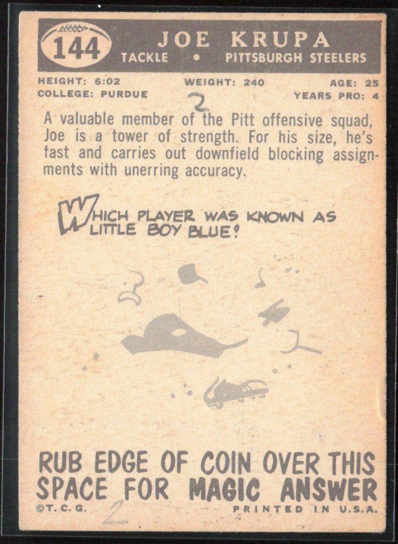 Joe Krupa 1959 Topps #144 Pittsburgh Steelers