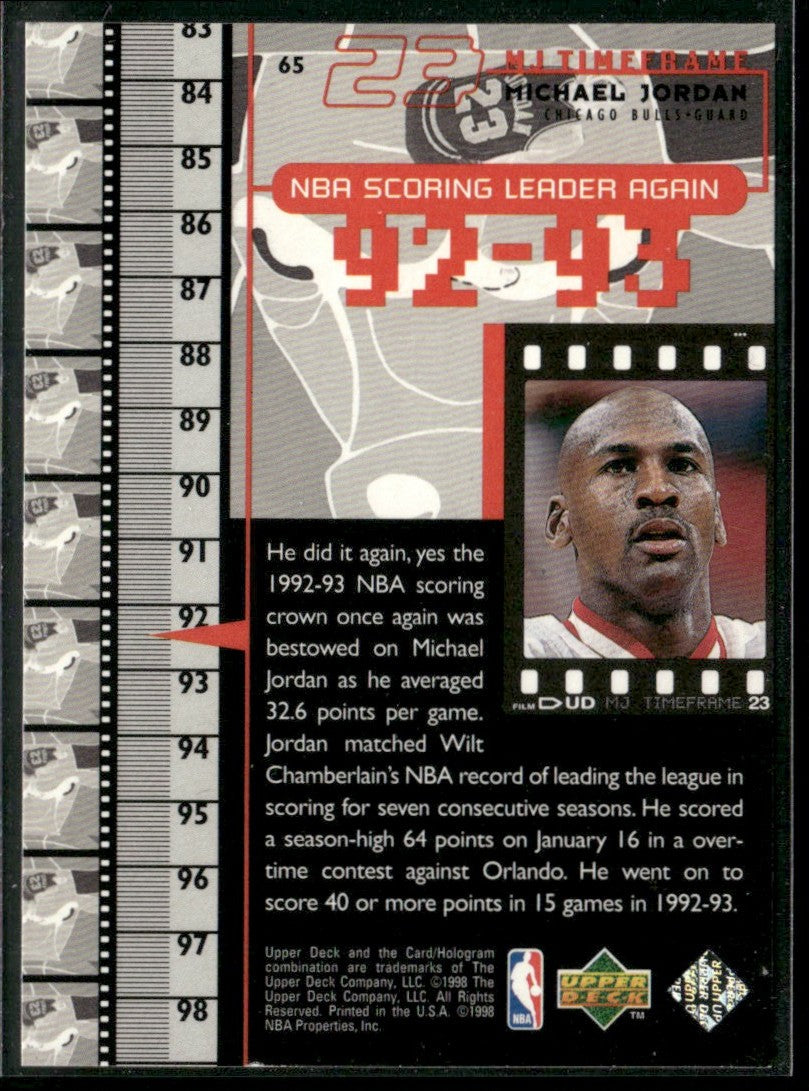 Michael Jordan 1998 Upper Deck MJ TimeFrame #65 Chicago Bulls