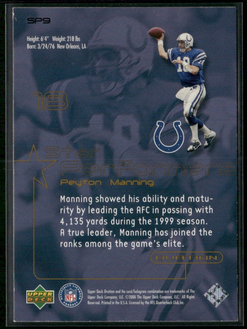 Peyton Manning 2000 Upper Deck Ovation Star Performers #SP9 Indianapolis Colts