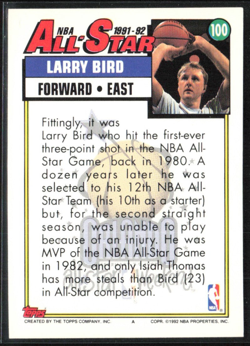Larry Bird 1992 Topps All-Star #100 Boston Celtics